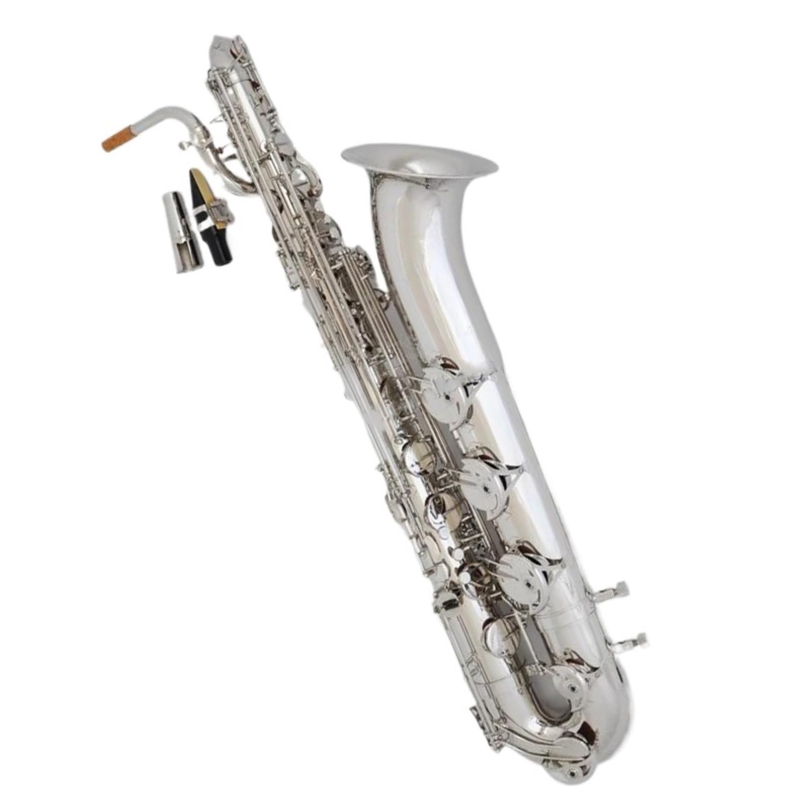 Saksofon Barytonowy Posrebrzany Instrument Dęty Blaszany Zestaw Saksofonowy