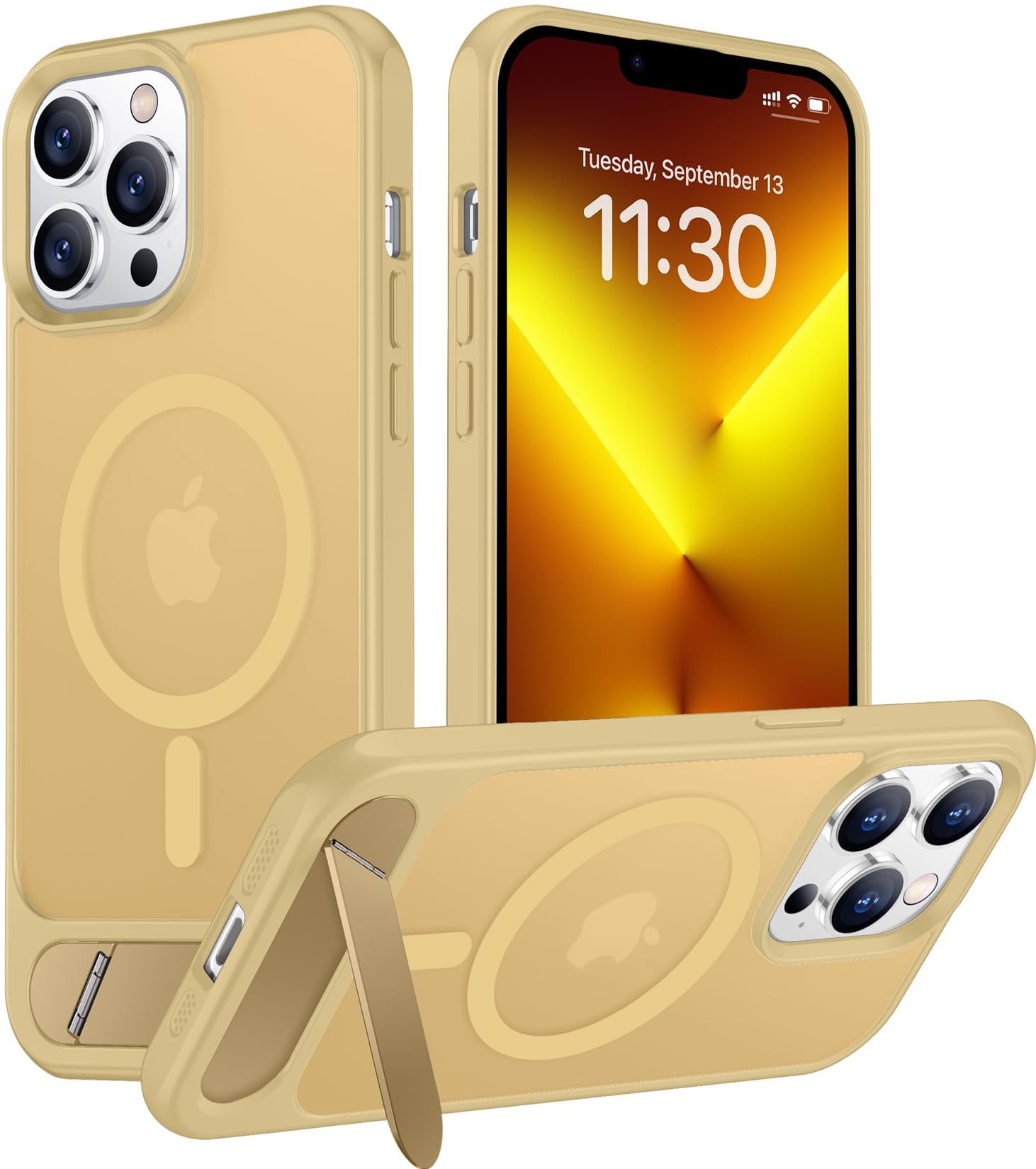 Temdan Magnetic Compatible with iPhone 13 Pro Max Case, [Built-in Invisible Kickstand][Compatible with MagSafe][Military Grade Shockproof] Slim Translucent Matte Phone Case for iPhone 13 Pro Max 6.7"