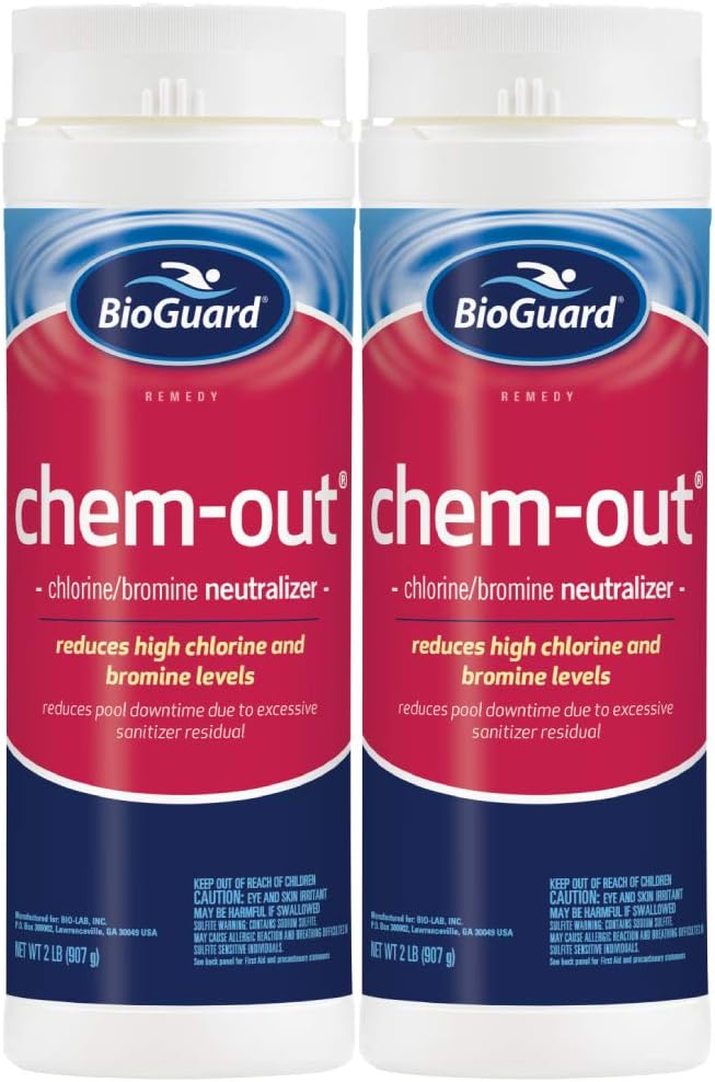 BioGuard ChemOut, 2 lb, Pack of 2, Neutralizes High Chlorine & Bromine Levels, Reduces Pool Downtime, Suitable for All Pool Types