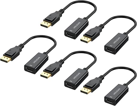 4K Displayport to HDMI Adapter 5-Pack, 4K UHD Not Bidirectional Display Port DP to HDMI Male to Female Port Support Video & Audio Compatible with Computer, PC, Monitor, Projector, HDTV