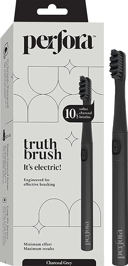 Perfora Electric Toothbrush | Sonic & Automatic Technology | IPX7 Waterproof Soft Charcoal Bristles | 2 Vibrating Modes|Smart Travel Power Toothbrush for Men Women & Kids | 90 Days Battery Life