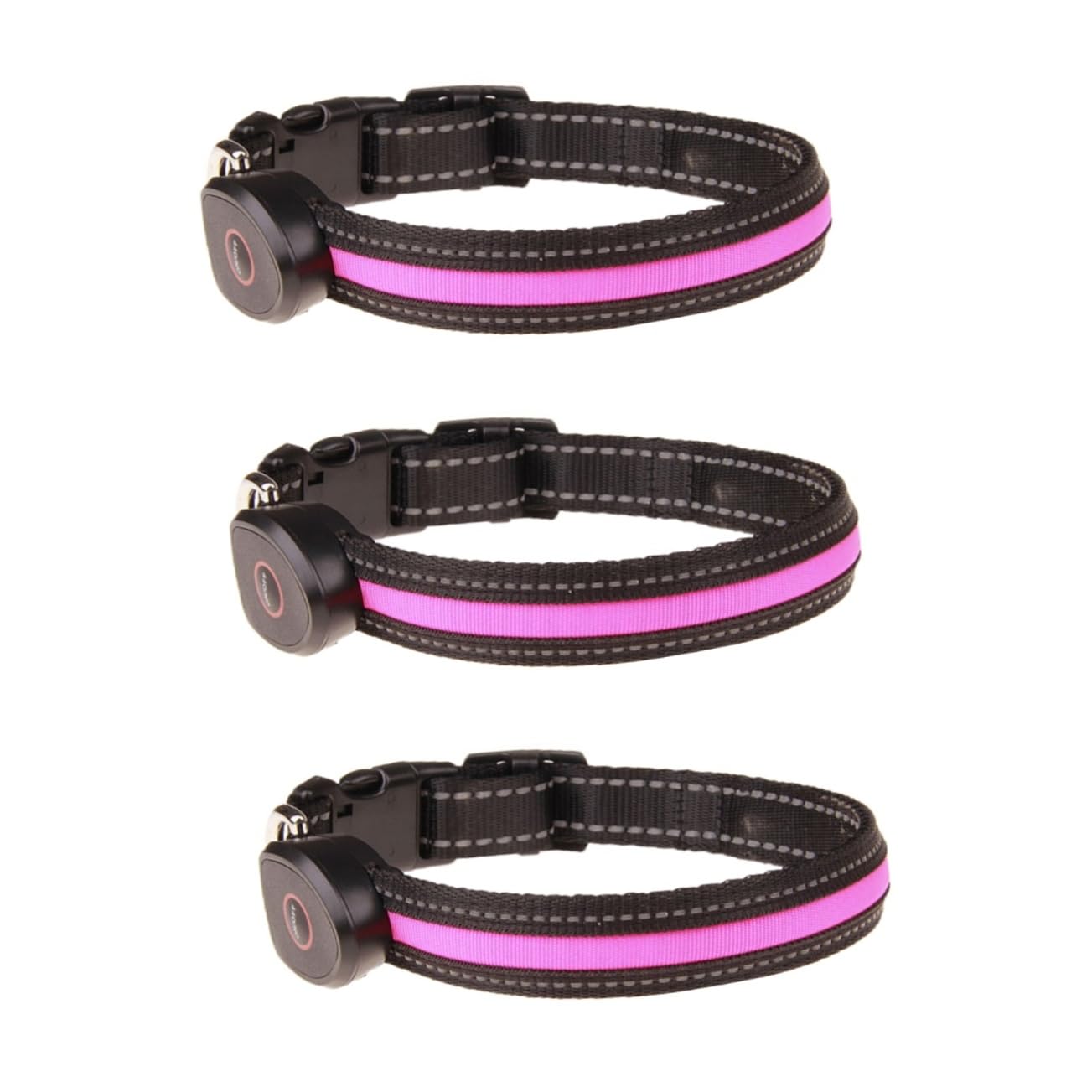 Kisangel Lot De 3 Colliers Lumineux LED pour Chien Rechargeables par USB Clignotants pour La Nuit Haute Visibilité Taille L
