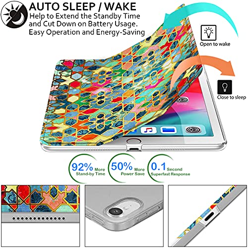 Image of DuraSafe Cases for iPad PRO 11 Inch 2018 1 Gen [ PRO 11 1st ] A1980 A1934 A2013 A1979 MTXN2HN /A MTXP2HN /A MTXR2HN /A MTXQ2HN /A MTXT2HN /A PrintediPad Cover with Translucent Frosted Hard Back - Damask