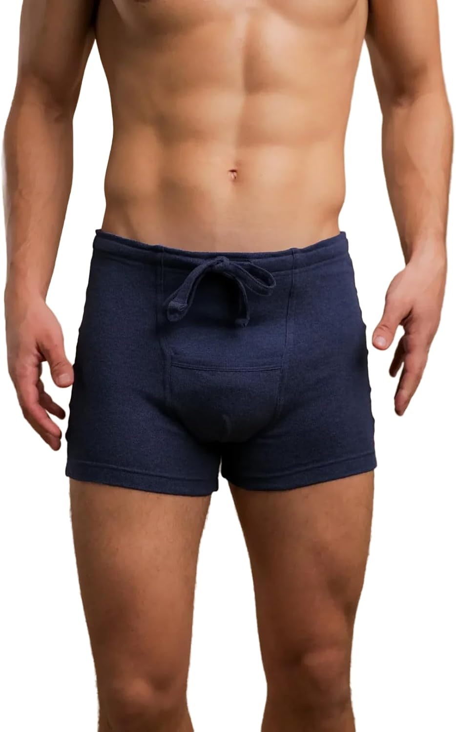 Cottonique Hypoallergenic Rib Drawstring Boxer Brief with Fly for Men with Skin Allergies and Sensitive Skin