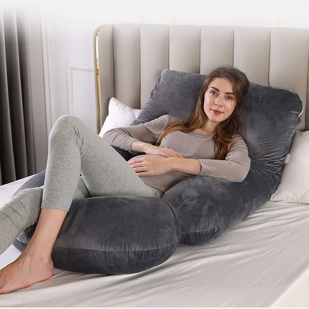 Pregnancy Pillow Crystal Velvet J Maternity Pillow Nursing Pillow. Supports The Abdomen, Legs and Waist. with Removable Cover for Easy Cleaning (Color : A4, Size : 180x80cm)