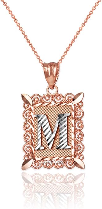 Amazon.com: LA BLINGZ 10K Rose Gold Filigree Alphabet