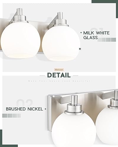 Miniatura 24 de VL195-GD-3 - Lámpara de tocador de baño de 3 luces de oro cepillado, apliques de pared modernos con pantalla de globo de vidrio transparente, luces