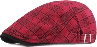 Men's Plaid Striped Newsboy Ivy Flat Driving Golf Cap