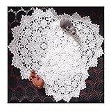 Diamètre : 30 cm Jilibaba Napperon de table en dentelle - Style vintage - Rond - Motif floral - Broderie au crochet - Décoration de table de mariage - 30 cm - Blanc