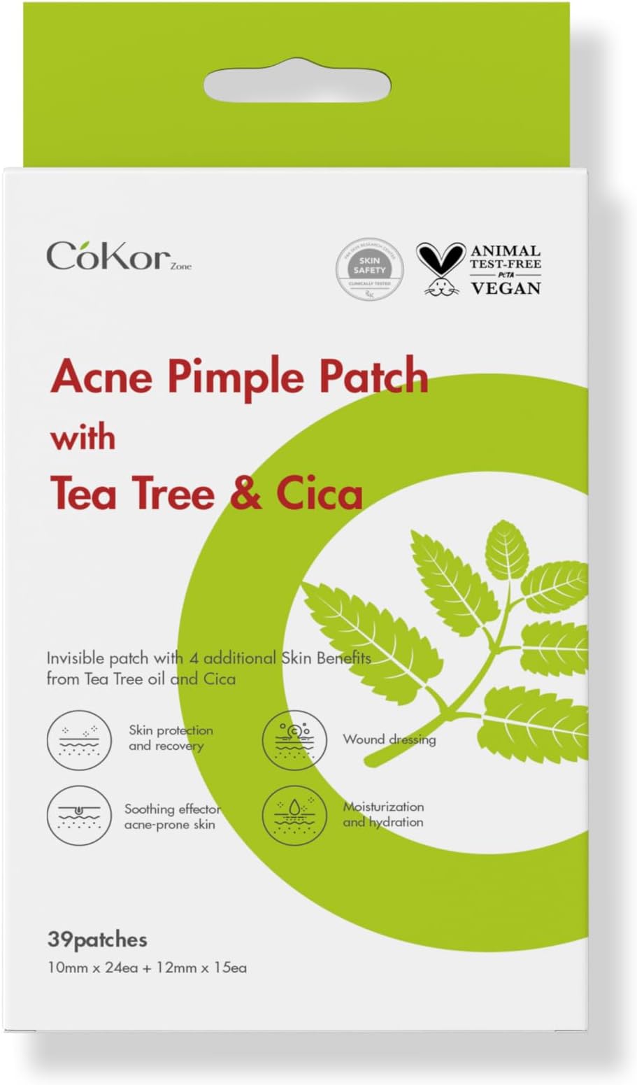 Korean Acne Pimple Patches (39 Count) Tea Tree&Cica Hydrocolloid bandages for Acne, Pimple and Blemish, Spot Treatment sticker for Face and Skin Korean Skin Care