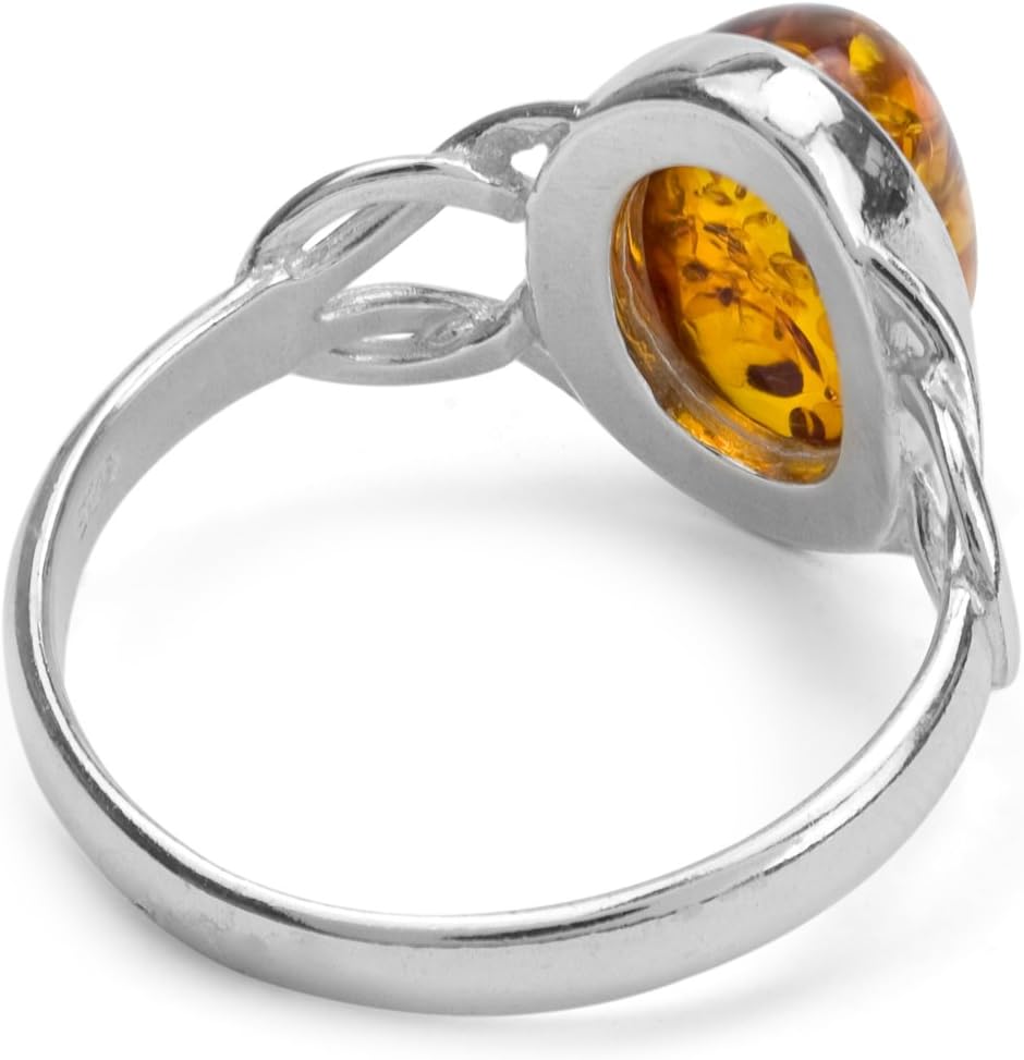 Ian and Valeri Co. Amber Sterling Silver Oval Celtic Ring