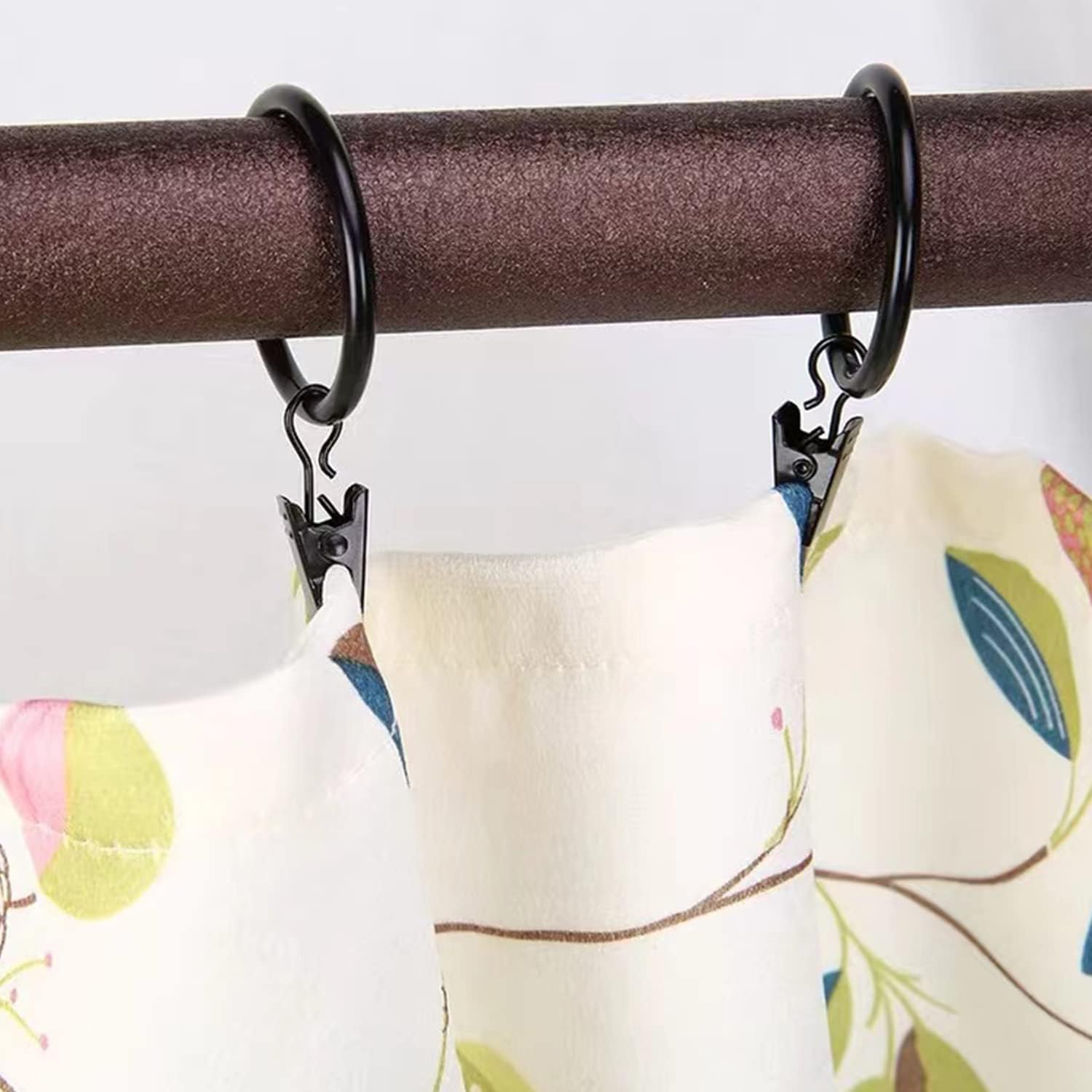 40 Pack Metal Curtain Rings with Clips, Drapery Clips with Rings, Curtain Hangers Clips for Home,Hotel and Office, Drapes Rings 1.26 inch Interior Diameter,Black thumbnail