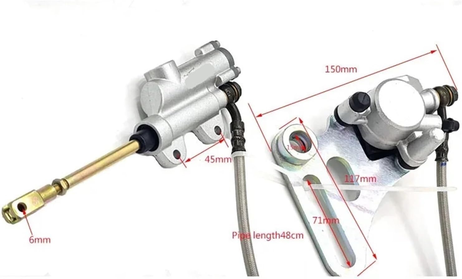 15mm Rear Disc Brake System Caliper Pad Fits for 125cc 140cc Pit Dirt Bike ATV Hydraulic Rear Brake Caliper