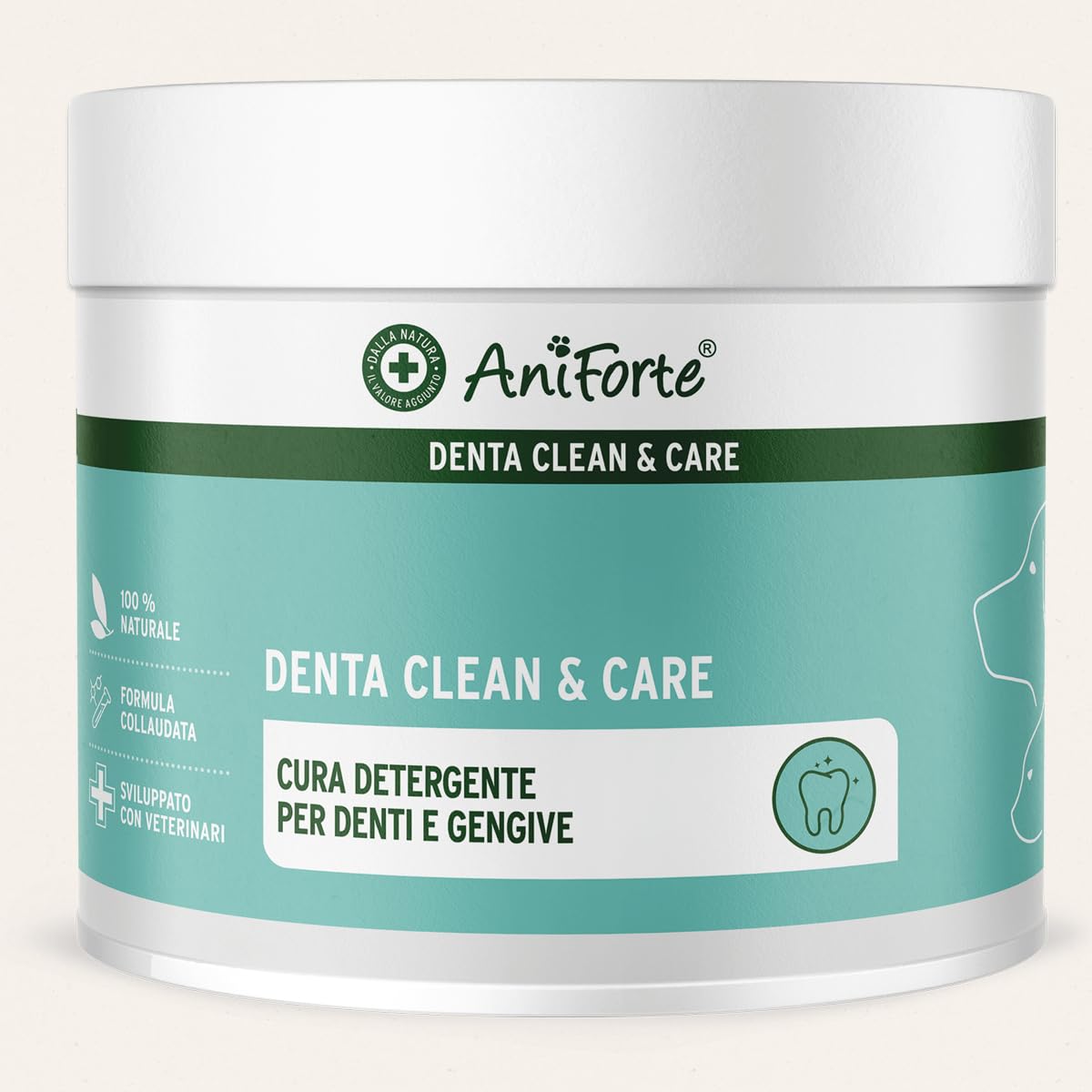AniForte Denta Clean & Care Tartar EX polvere 300g per l'igiene orale di cani e gatti, cura dentale naturale, per prevenire alito cattivo, placca e tartaro, sostituto del dentifricio