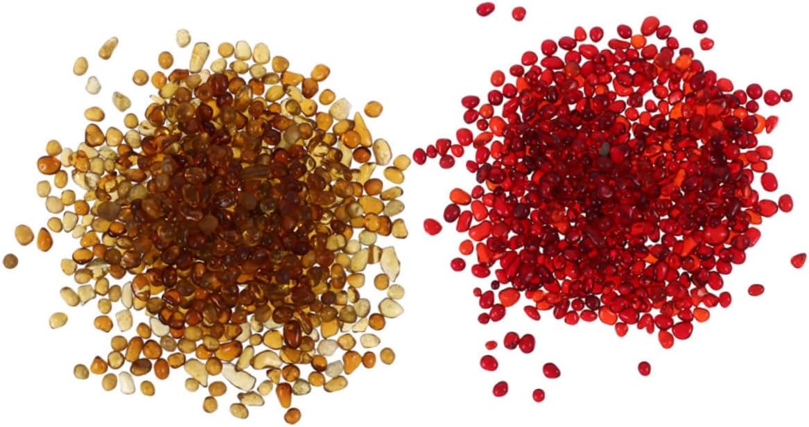 SUPVOX Colored Aquarium Gravel 500g (250g China Red + 250g Amber) Natural Polished Pebbles Fish Tank Substrate Landscaping Stones for Indoor Plants Terrarium Decor