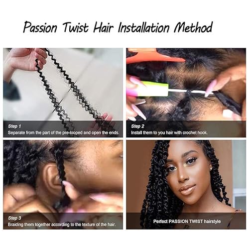 Miniatura 5 de Passion Twist Crochet, pelo de 18 pulgadas, ondulado, trenzado, para ganchillo, pelo largo bohemio extensiones de pelo, rastas