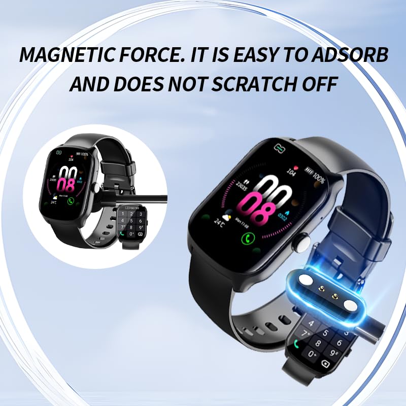 [2 Pack] for Qecnato S68 1.95 Inch Smart Watch Charger, Magnetic Replacement USB Charging Cable Compatible with STECEi S68 Smart Watch Accessories(Black)