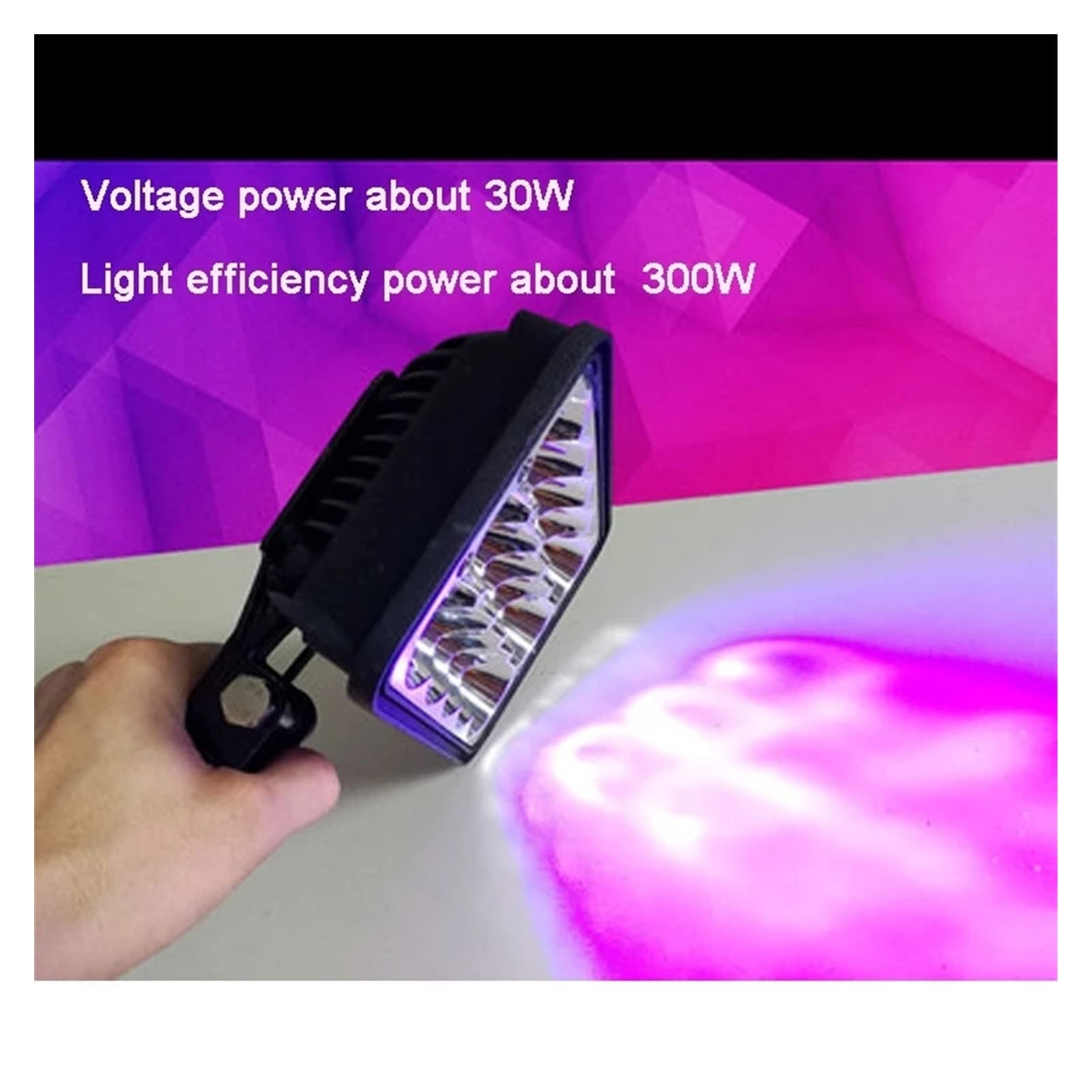 Lámpara de curado UV, Lámpara de curado UV portátil 300 W y 395 nm, lámpara con mango, placa pegamento sin sombras, detección fallas, resina fotosensible(365nm)