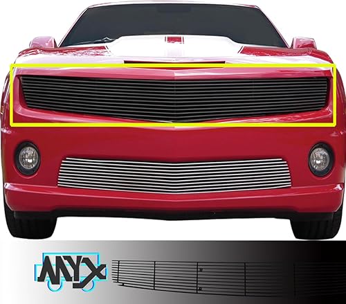 Miniatura 3 de Para 2010-2013 Chevy Camaro LT/LS V6 Phantom Billet Rejilla Insertos Parte Superior Negro Frontal Cubierta de Inserto Replament Aluminio 2011 2012
