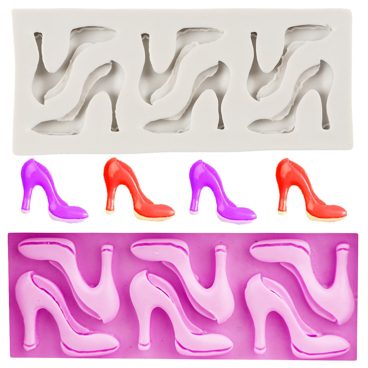 QDMOLDS High Heels Silicone Molds High Heel Shoe Fondant Mold for Cake Decoration Cupcake Topper Chocolate Candy Sugar Craft Polymer Resin Clay Gum Paste