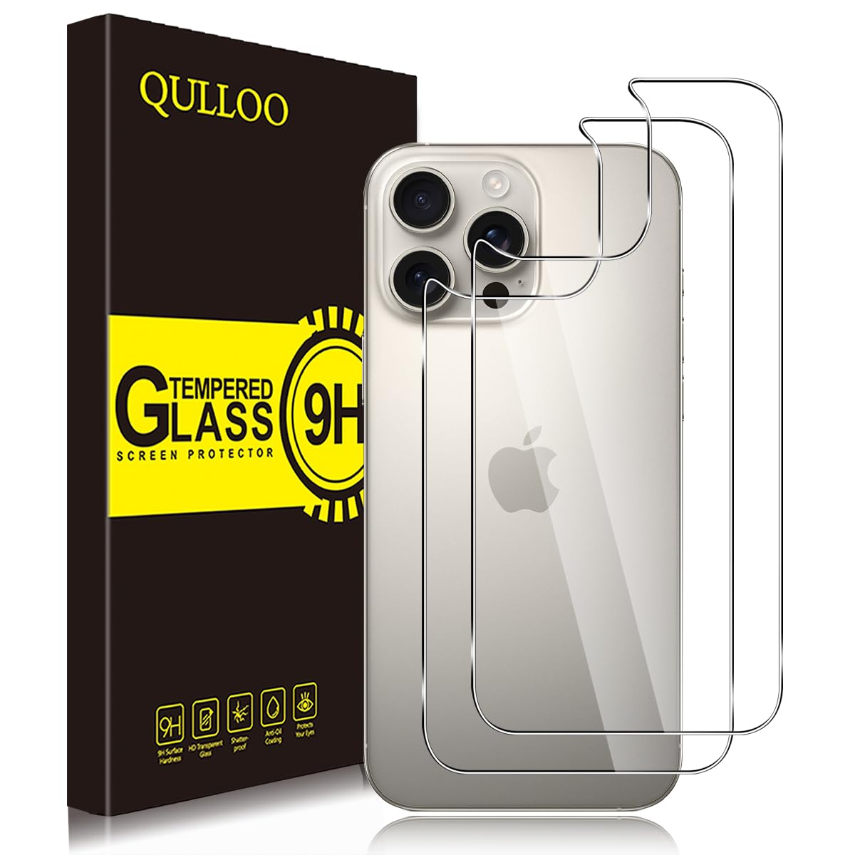 QULLOO Pellicola per iPhone 11 Pro Back Pellicola Protettiva Posteriore Full Coverage Vetro Temperato Anti-graffio Copertina Completa per Apple iPhone 11 Pro - 2 Piezas