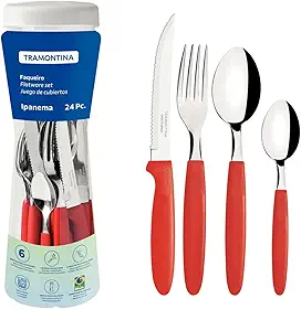 Faqueiro Ipanema, Tramontina, Vermelho, 24 Peças