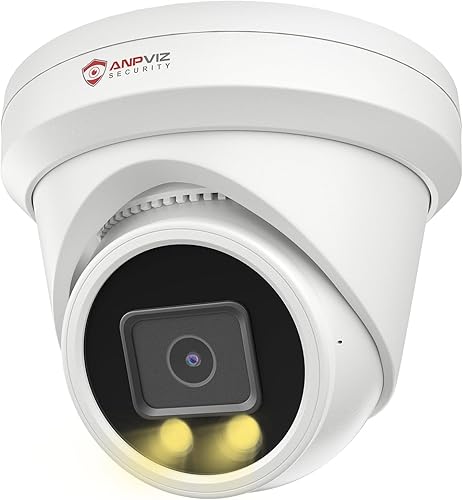Anpviz Cámara IP PoE de 12MP para exteriores, cámara IP de seguridad de torreta gran angular de 110 para vigilancia del hogar, visión nocturna a