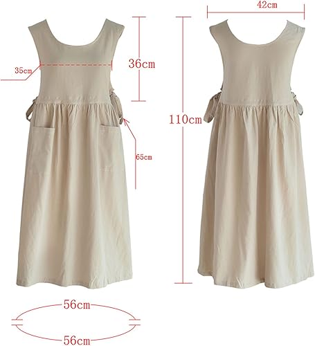 Miniatura 4 de Delantal para mujeres y adolescentes con 2 bolsillos, lindo para hornear, jardinería, pintura, manualidades, cocina o técnico de uñas (azul marino)