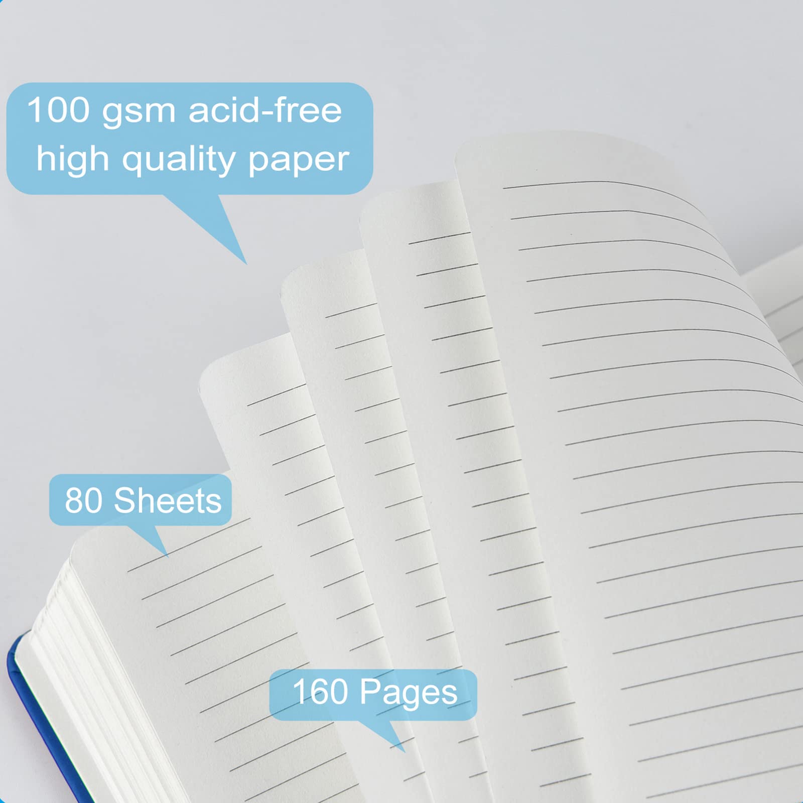 Confezione da 12 quaderni tascabili, piccoli quaderni a righe, in pelle, con copertina rigida, per ufficio, casa, scuola, lavoro, 8,9 x 14 cm, carta spessa 100 g/m², 160 pagine (6 colori)