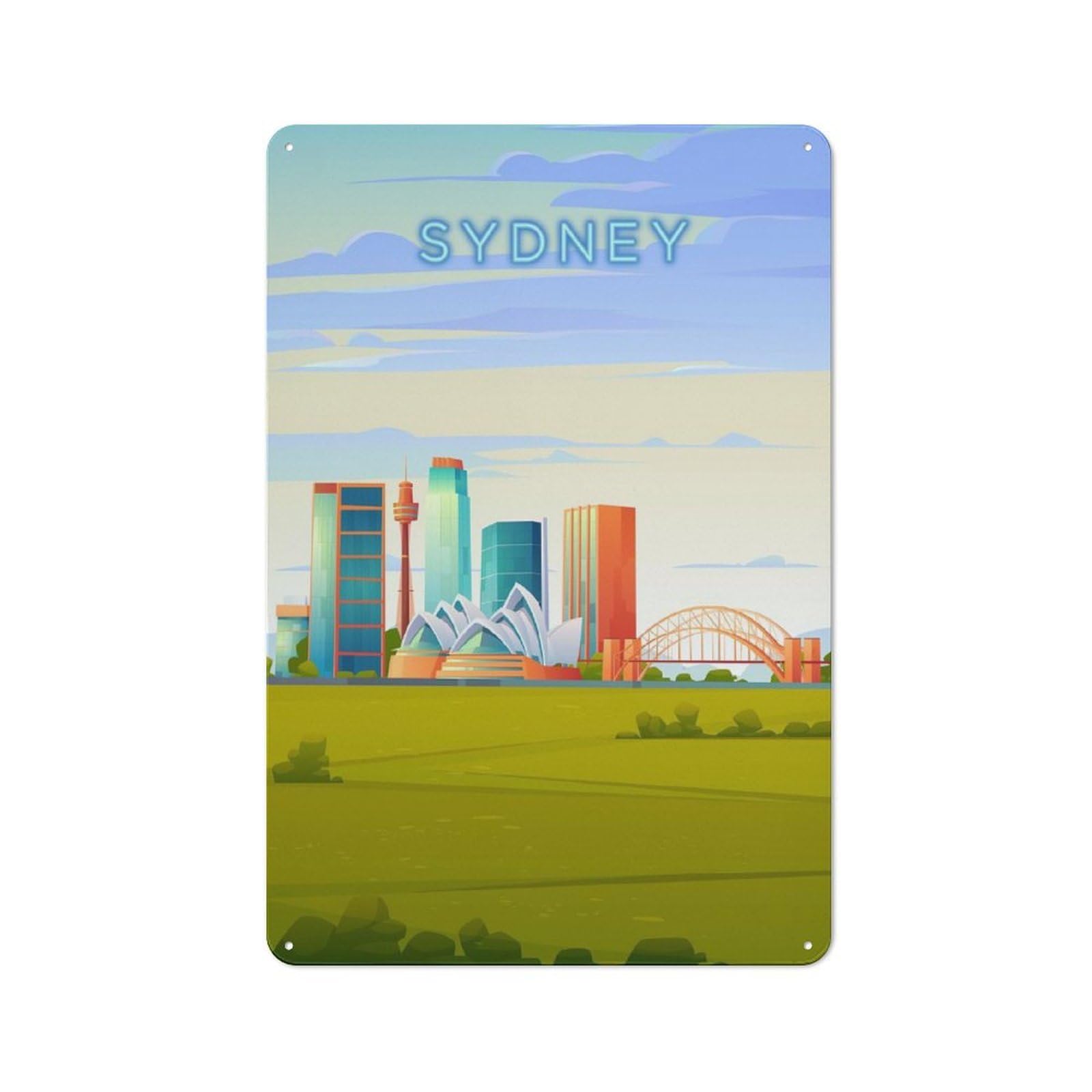Junmoney Sydney-1 Sydney Vintage Metal Sign 30X20cm For Lounge Or Reading Corner, For Garage, Workshop And Man Cave Decoration