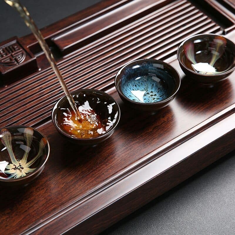 Amazon.co.jp: 曜変天目七彩窯変天目盞建窯品セット 茶道具茶盞茶碗 油