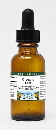 TerraVita Extracto líquido de glicerita de hoja de orégano (15) - Sabor a fresa (1 oz, ZIN 522783)