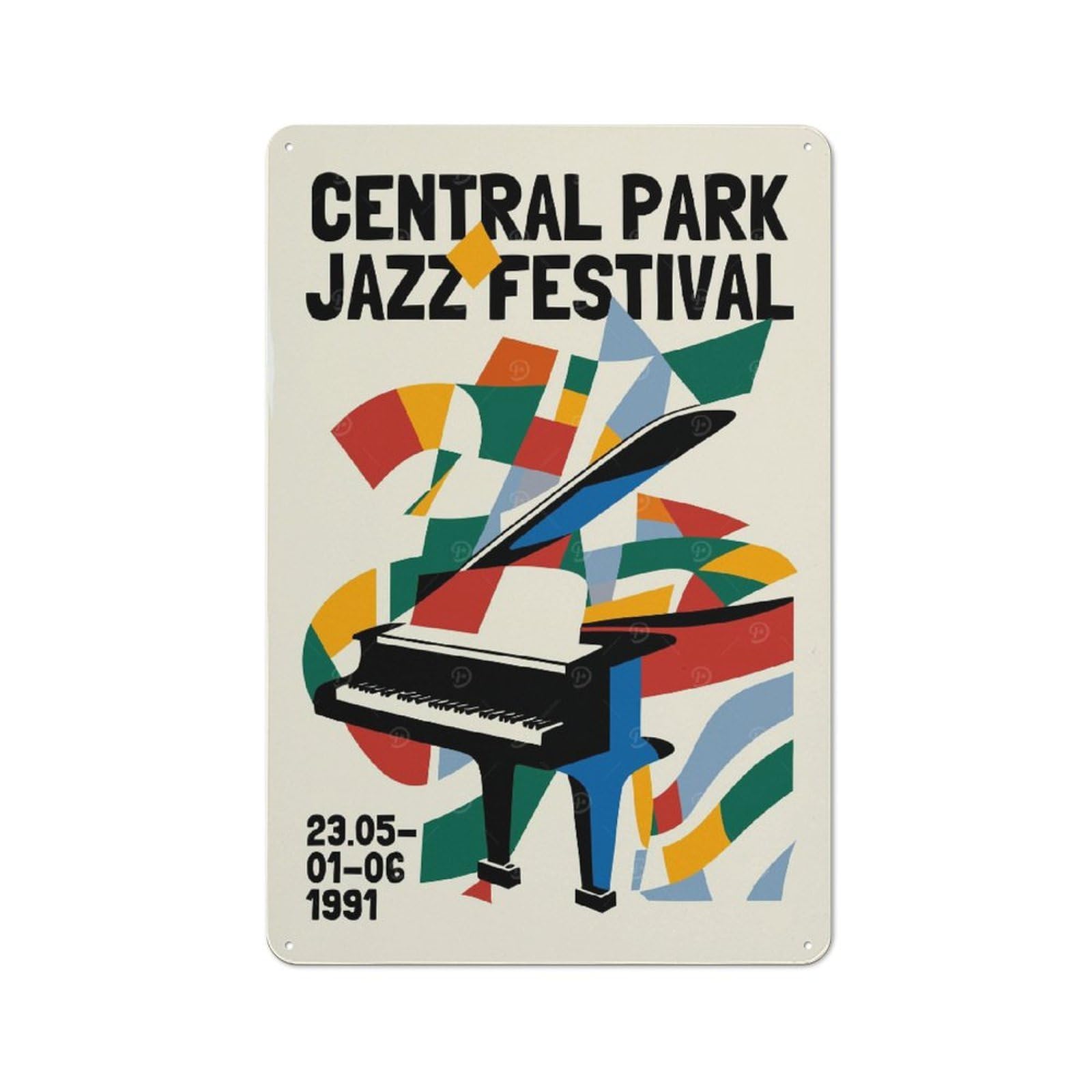 Junmoney Style-24 Central Park Jazz Festival Vintage Metal Wall Decor 30X20cm, Garden Room Metal Sign For Patio Bar, Workshop, Shed Or Kitchen