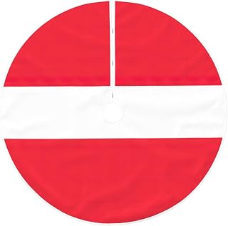 Austrian Flag Print Quilted Christmas Tree Skirt,Xmas Tree Skirt for Holiday Decor,Rustic Farmhouse Style