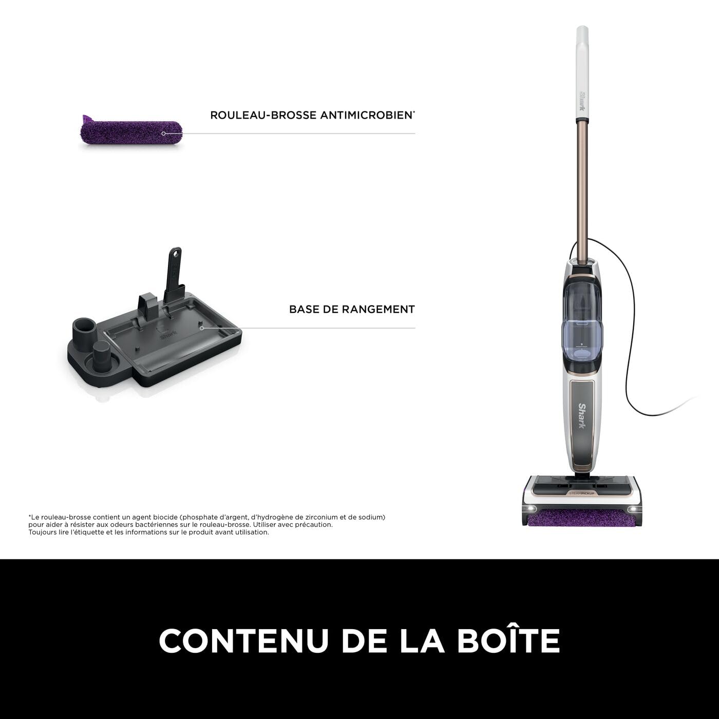 Shark SteamPickUp 3-en-1 Balai vapeur nettoyeur pour sols SD200EU | non chimique, sépare débris humides et secs, 420 ml, rouleau brosse supplémentaire, socle de rangement, support pour rouleau