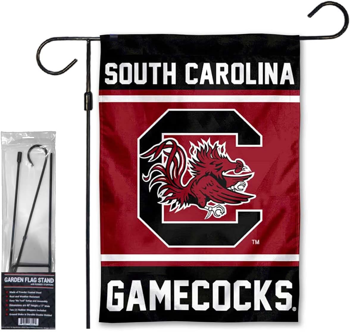 South Carolina Gamecocks Garden Banner Flag with Flag Pole Stand Set