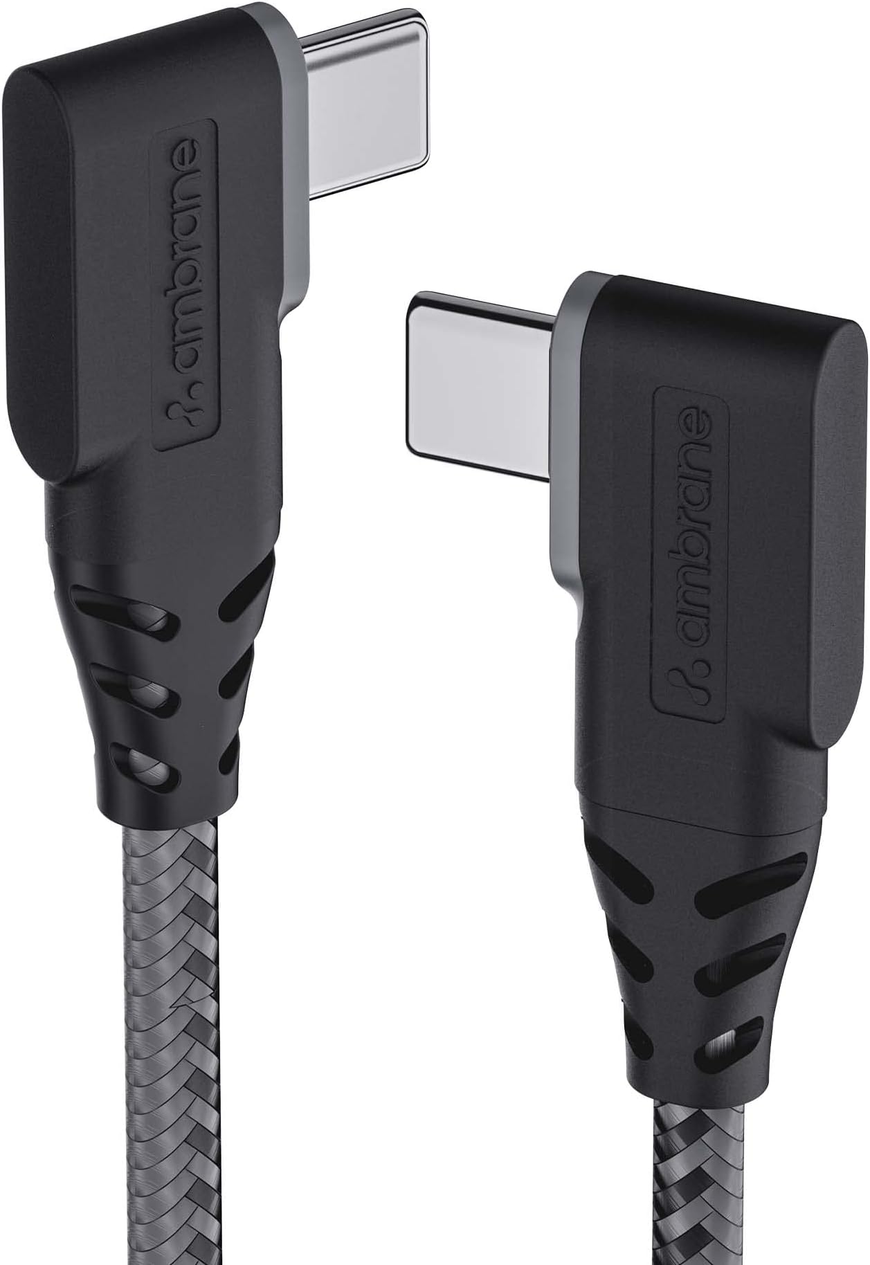 Ambrane Type C to Type C, 60w / 3a Fast Charging, L Shape for Easy Holding, Pd Technology, 480mbps Data Sync Cable for Smartphones, Tablets, Laptops & Other Type C Devices, 1.25m (Abltt-125 Black)