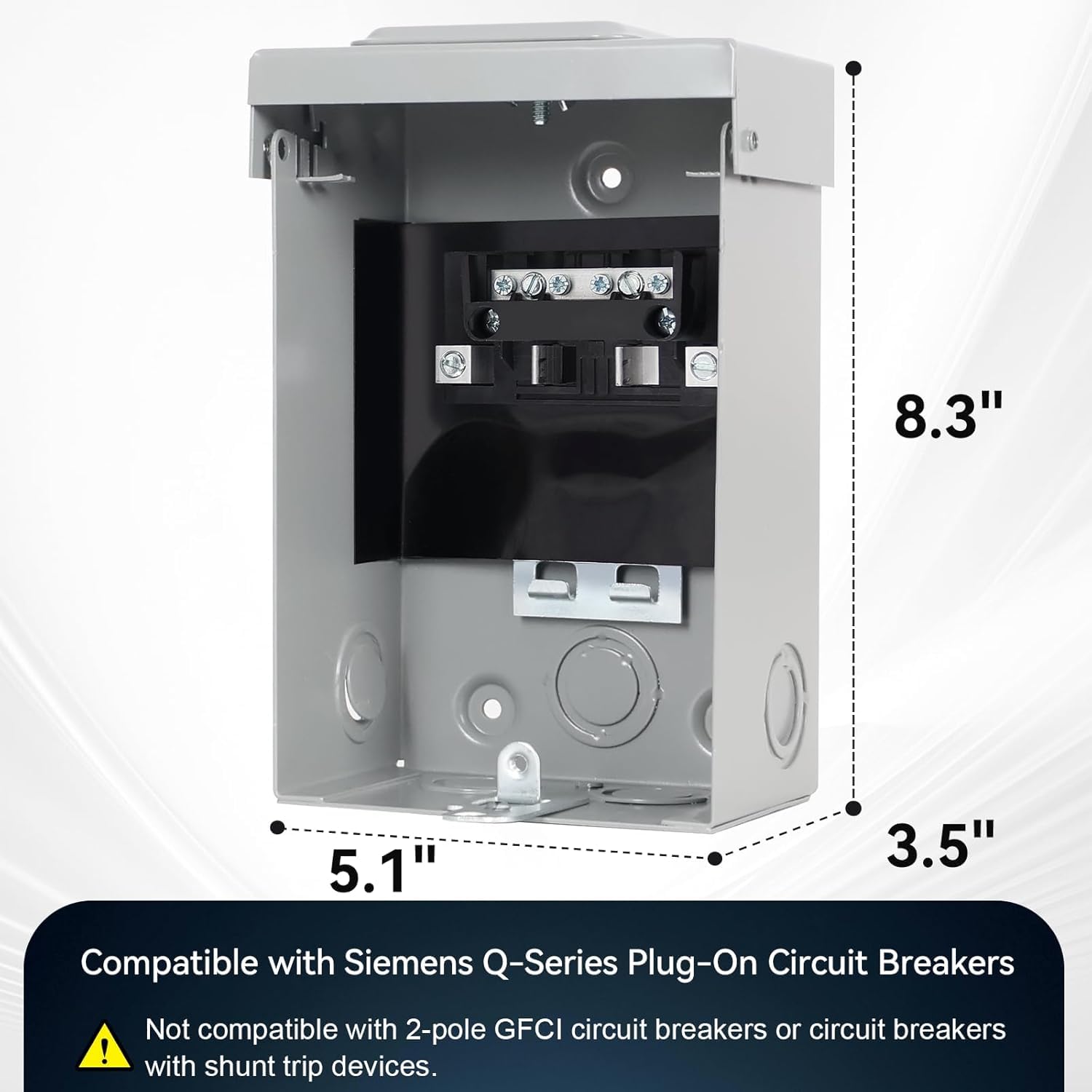 60 Amp Sub Panel, 2-Space 3-Wire Circuit Breaker Box - Compatible with Siemens Q Series Breakers, Waterproof Heavy-Duty Rustproof Shell, Indoor & Outdoor Use