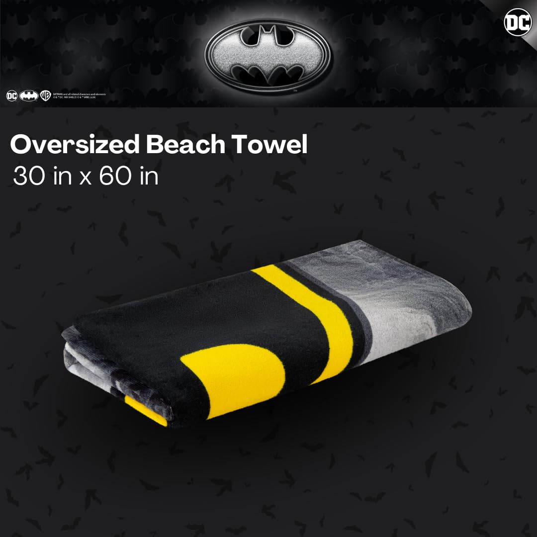 Franco Collectibles Batman - Toalla de baño de algodón súper Suave, 60 x 30 Pulgadas, Producto Oficial de WB