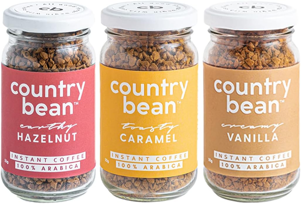 Instant Coffee Powder With Hazelnut, Caramel, Vanilla Flavours, Combo, Pack Of 3, 50 Grams Each, 100% Arabica, Freeze-Dried, Makes 75 Cups, Perfect For Monsoons, 150 Grams, Bottle