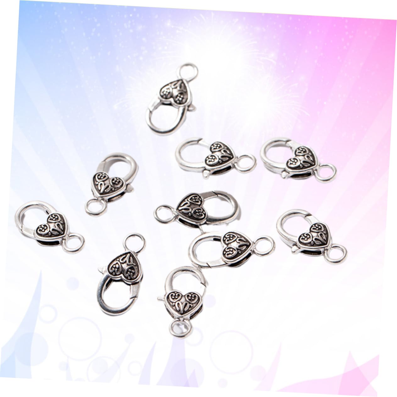3 Set Di Elementi Essenziali Per La Creazione Di Gioielli Set Di Fermagli A Moschettone in Lega Per Collane E Bracciali Fibbie A Forma Di Cuore 40 Pezzi * 3