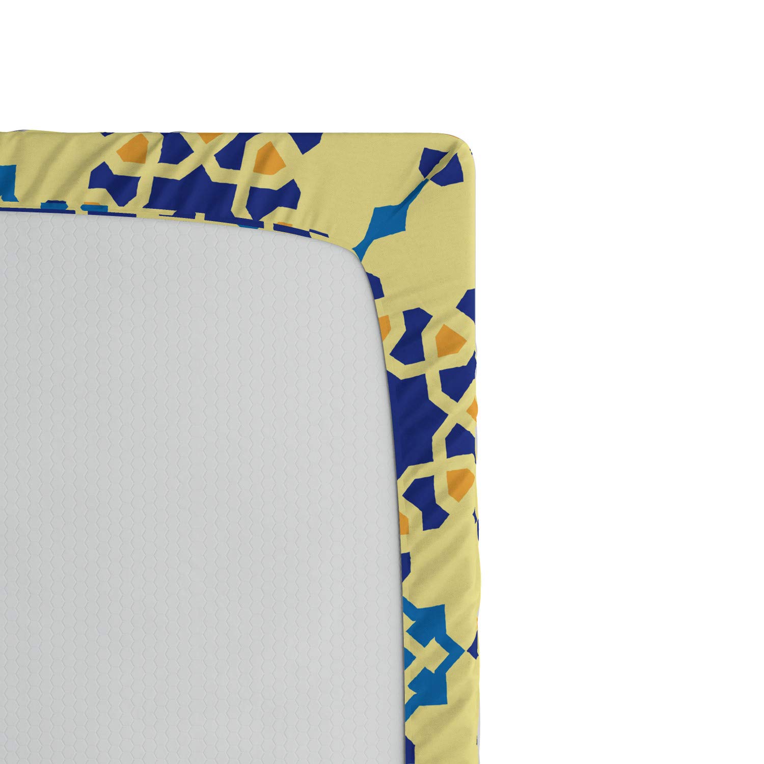 ABAKUHAUS Etnico Lenzuolo con Angoli, Marocchino Motif Folk, Morbido Tessuto Decorativo da Letto Tasca Elastica a Tutto Tondo, 135 x 190 cm, Viola Blu Giallo