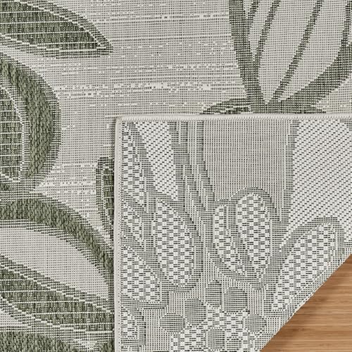 Gertmenian Indoor Outdoor Casual Area Rug - 8x10 Large, Fade Resistant, Ideal for High Traffic in Living Room, Bedroom, Patio - Woodbury Floral, Green, 28807