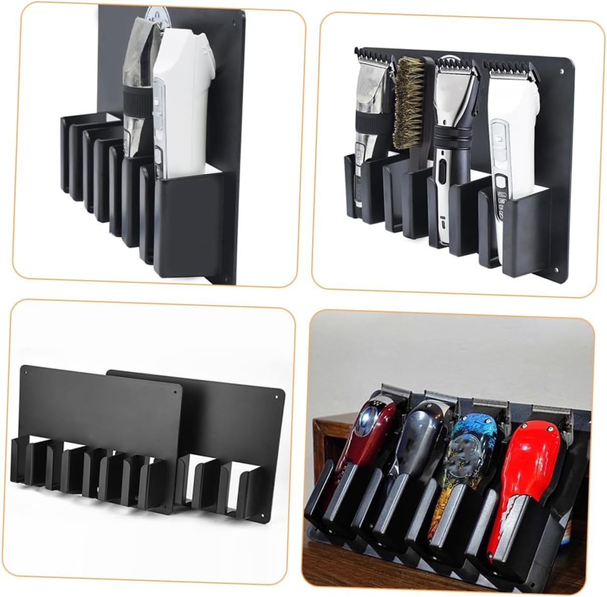 Wall Mounted Hair Clipper Organizer 2pcs Hair Trimmer Holder for Salon Adjustable Beard Trimmer Storage Hooks Suitable for Hairdressers and Home Use