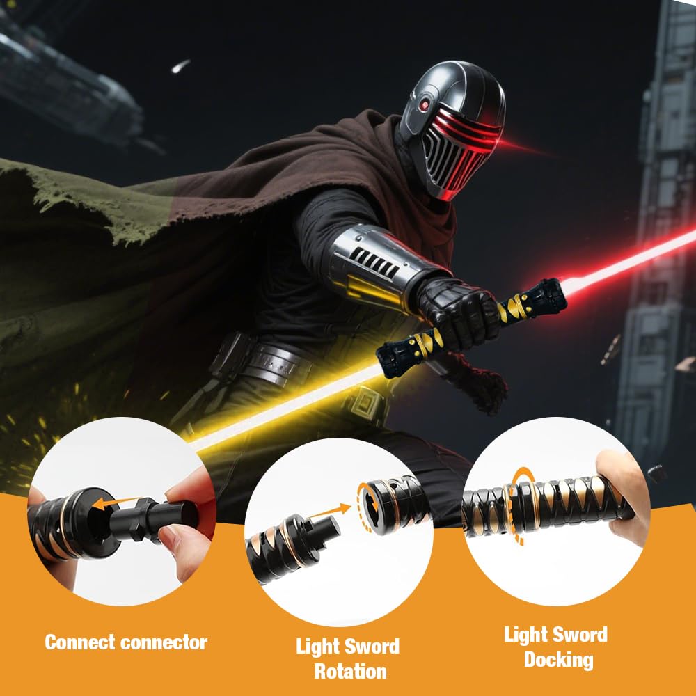 2PCS Light Up Saber with Sound, Retractable Light Saber Sword Toys, 15 Colors Changeable Lightsaber for Star-Wars Roleplay Halloween Dress Up Parties - Image 2
