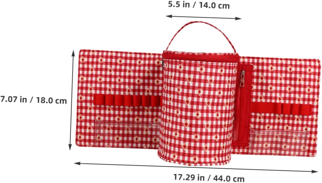 AKOOSY Yarn Organizer Bag Portable Yarn Storage Tote for Knitting and Crocheting Multi-Compartment Knitting Needle Carrying Case Handle for Hobbyists