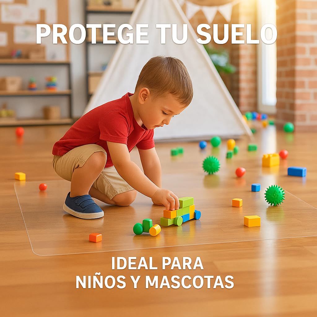 Protector Suelo Silla Ruedas PVC Resistente (140cm x 100cm)– Protector Suelo Transparente Antideslizante 1mm – Alfombra Silla Escritorio Antiralladuras - Alfombra Silla Escritorio para Oficina y Hogar