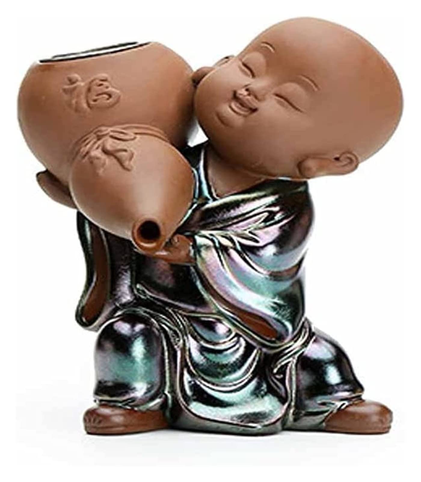Estatua abstracta Escultura Estatuilla Decoración de la habitación Artesanía Decoración del hogar Adorno creativo, Té Mascota Pequeño monje Zen Accesorios de té de cerámica Bandeja de arena de Buda Fi