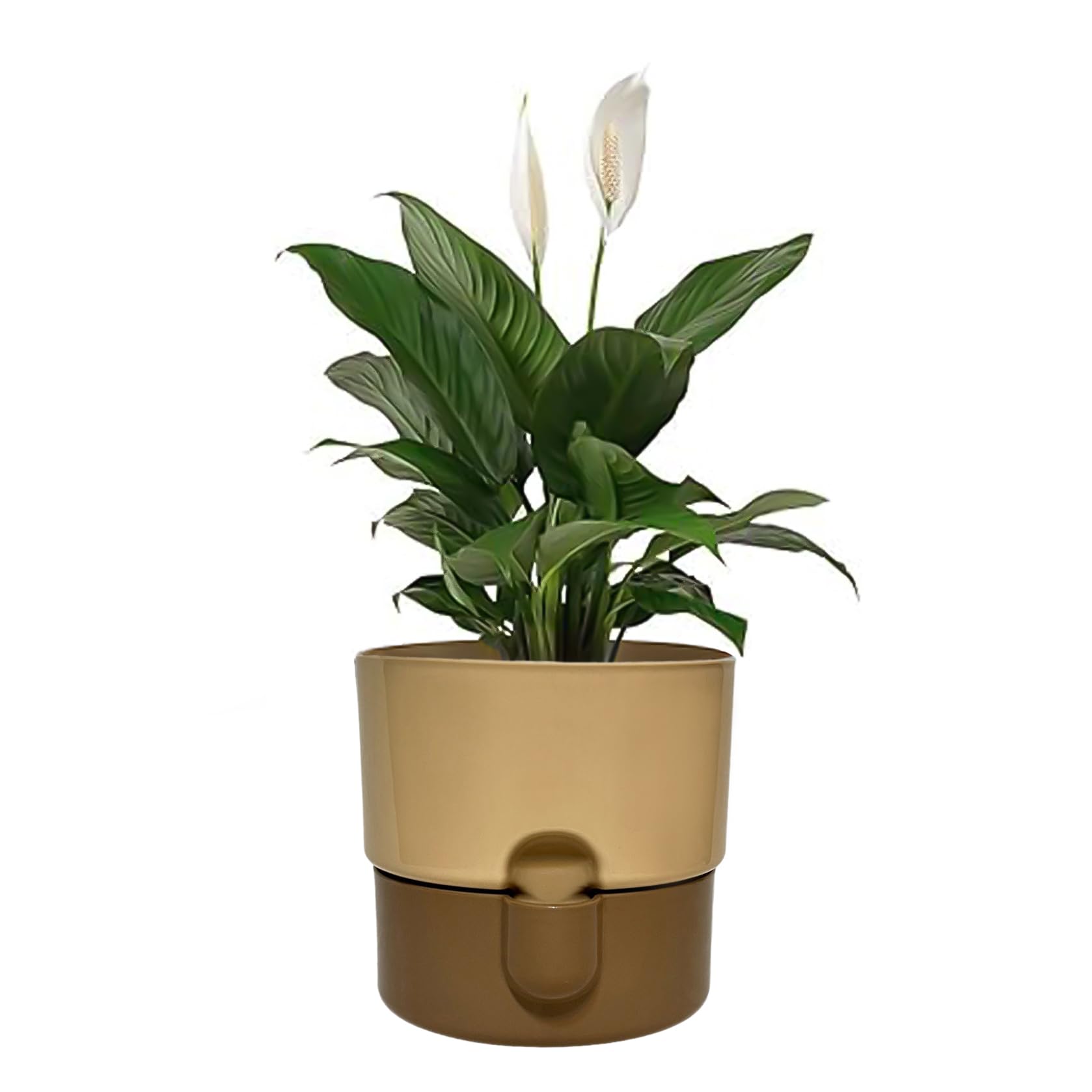 Sutars Brown 16Cm Self-Watering Indoor Plant Pots - Plastic Flower Planter For Plants (Brown)