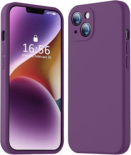 Vooii Funda compatible con iPhone 14, silicona líquida mejorada con protección de cámara de cubierta completa, forro de microfibra antiarañazos